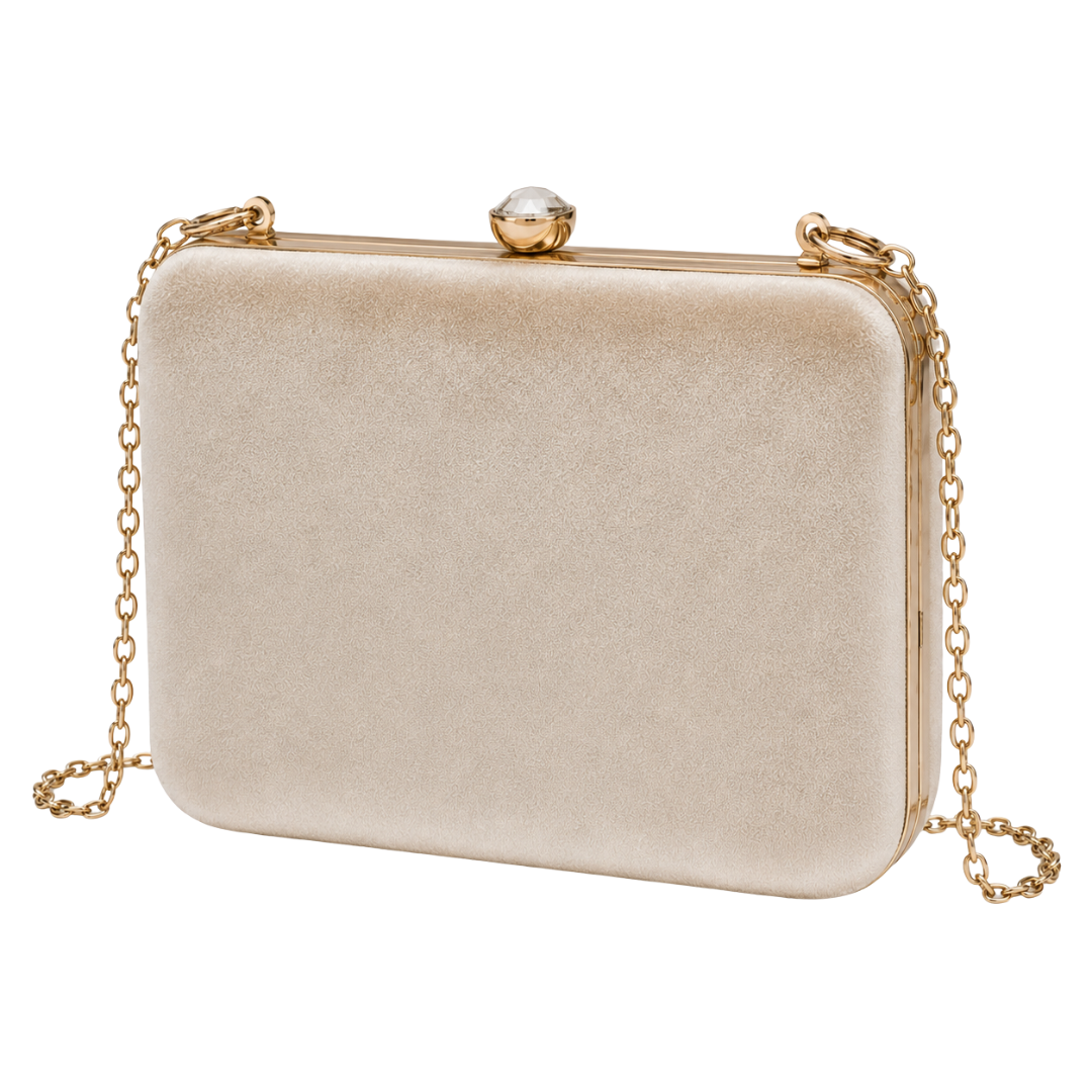Champagne Velvet Clutch Bag