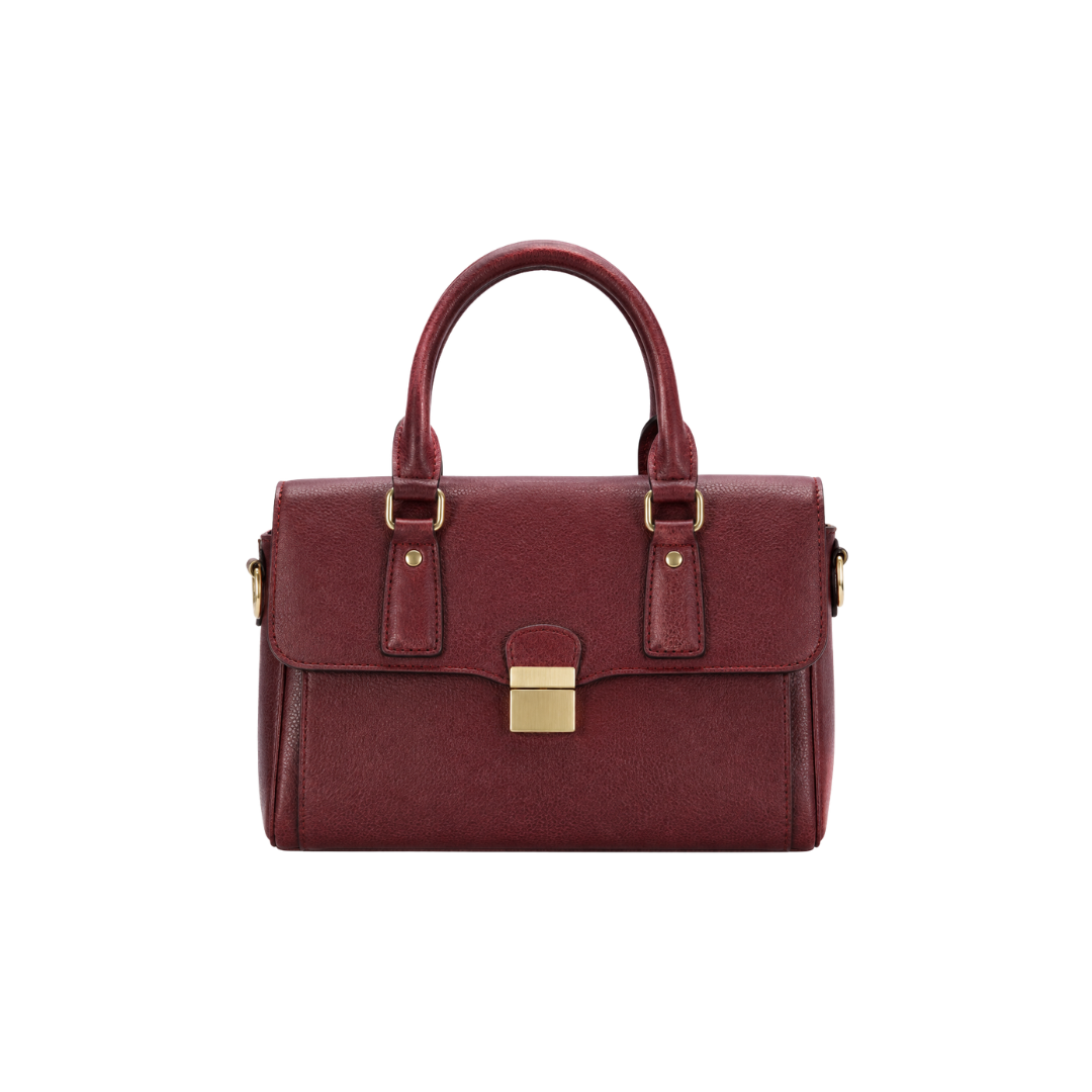 Burgundy Leather Satchel Handbag