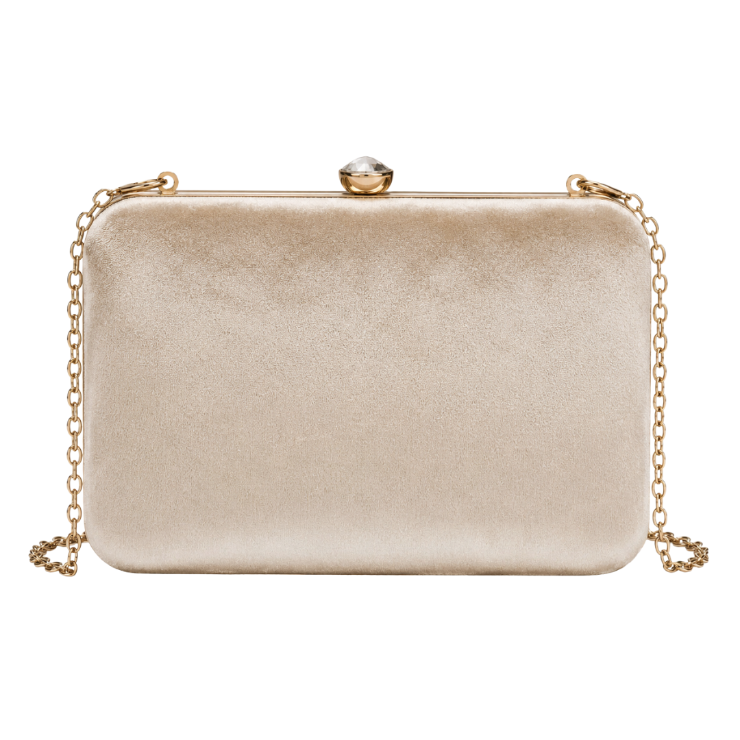 Champagne Velvet Clutch Bag
