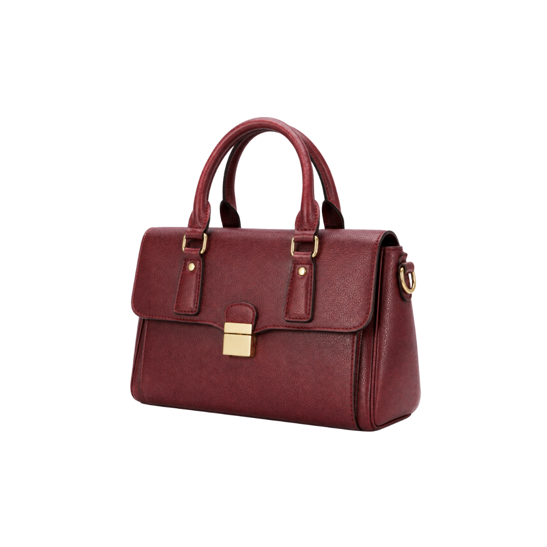 Burgundy Leather Satchel Handbag