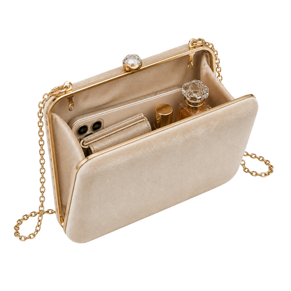 Champagne Velvet Clutch Bag