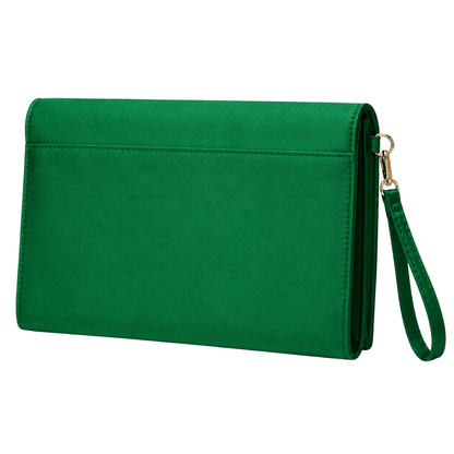 Emerald Satin Envelope Clutch